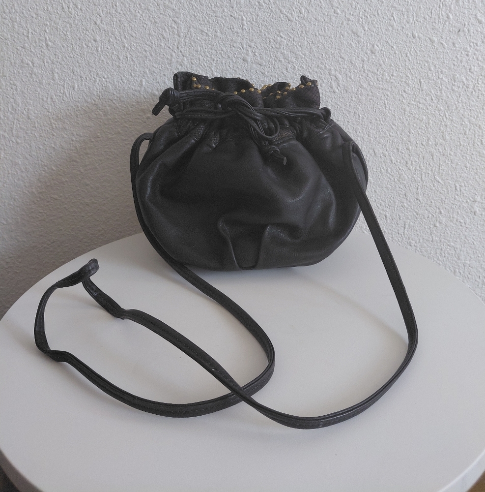 Rare Vintage 1990s St. Maarten Dallas TX. Black /brown Leather  Crossbody Bag